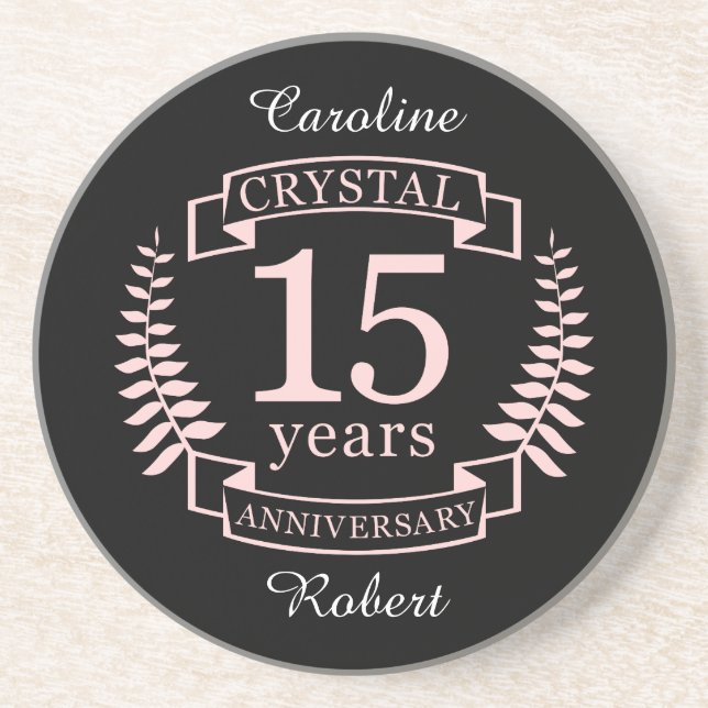Crystal wedding anniversary 15 years coaster (Front)