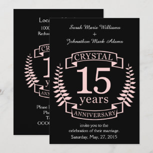 Crystal wedding anniversary 15 years invitation
