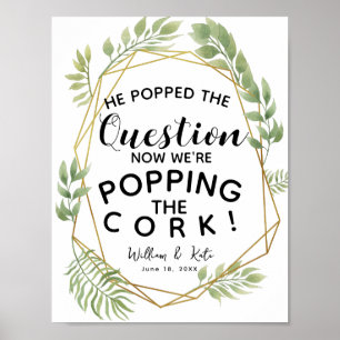 Crystal wedding greenery ENGAGEMENT Announcement Poster