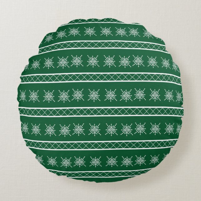 Crystalized Snowflake Round Cushion (Front)
