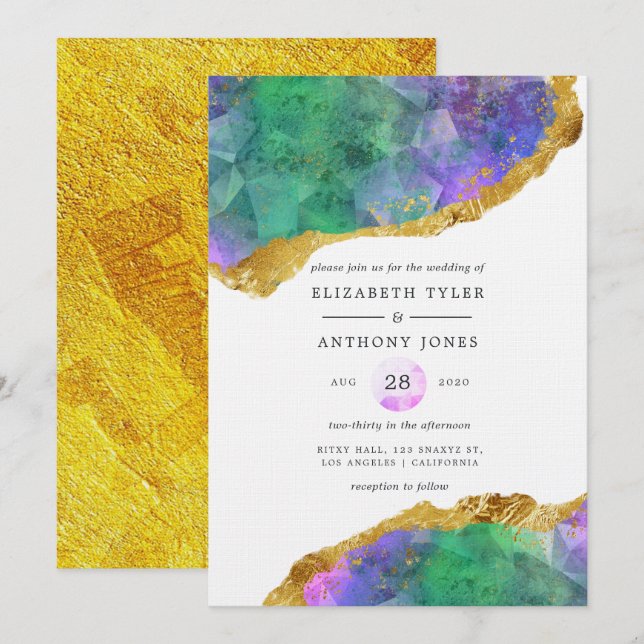 Crystallic Agate Jewel Wedding Invitation (Front/Back)