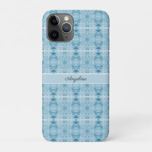 Crystalline Chic Blue & White Feather Pattern iPhone 11 Pro Case