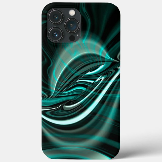 Crystalline on dark green cyan curves and ripples  Case-Mate iPhone case (Back)