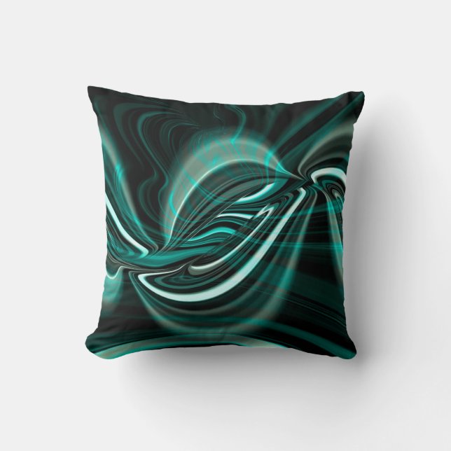 Crystalline on dark green cyan curves and ripples  cushion (Front)