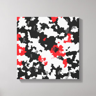 Crystalline Red Black And White Abstract Pattern Canvas Print