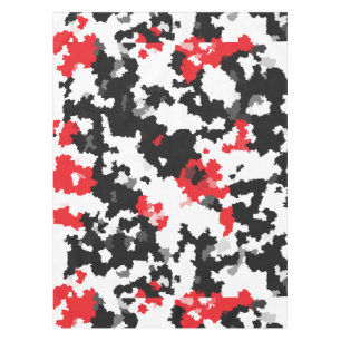 Crystalline Red Black And White Abstract Pattern Tablecloth