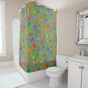 Crystalline Riverbed Moss Green Shower Curtain