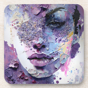 "Crystalline Silence" – A Purple Portrait Coaster