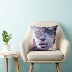"Crystalline Silence" – A Purple Portrait Cushion