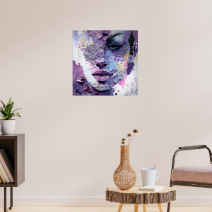 "Crystalline Silence" – A Purple Portrait Poster