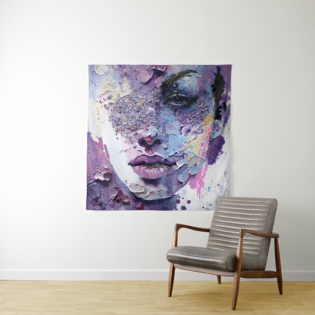 "Crystalline Silence" – A Purple Portrait Tapestry (In Situ)