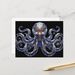 Crystalline Steampunk Octopus Postcard