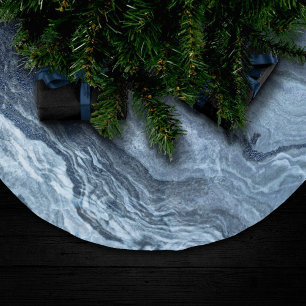 Crystallised Blue Agate Dusty Slate Marbled Ston Brushed Polyester Tree Skirt