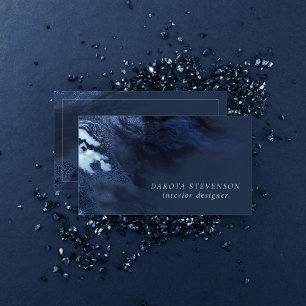 Crystallised Blue Agate Dusty Slate Marbled Ston Business Card