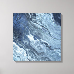 Crystallised Blue Agate   Dusty Slate Marbled Ston Canvas Print
