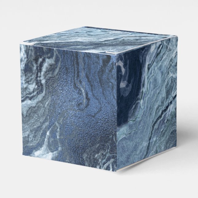 Crystallised Blue Agate | Dusty Slate Marbled Ston Favour Box (Front Side)