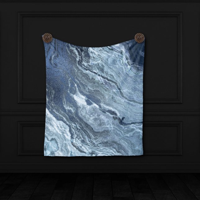 Crystallised Blue Agate | Dusty Slate Marbled Ston Fleece Blanket (Creator Uploaded)