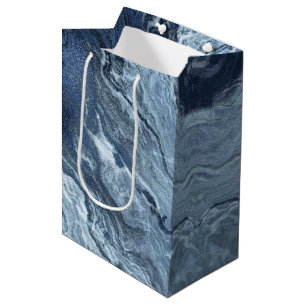 Crystallised Blue Agate   Dusty Slate Marbled Ston Medium Gift Bag