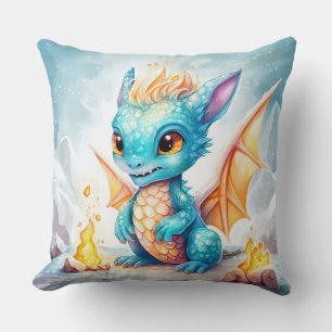 Crystallised Cute Baby Blue Dragon-68799 Cushion