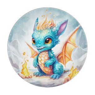 Crystallised Cute Baby Blue Dragon-68799 Cutting Board