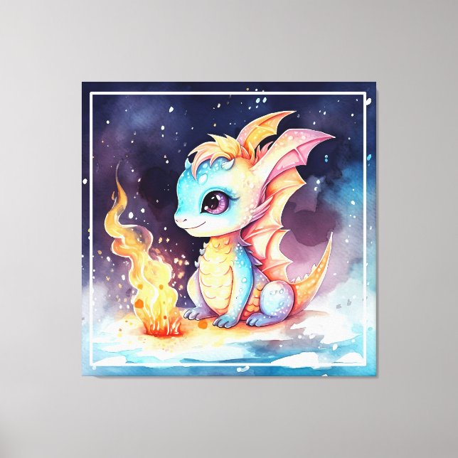 Crystallised Cute Baby Dragon-68799 Canvas Print (Front)