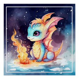 Crystallised Cute Baby Dragon Poster
