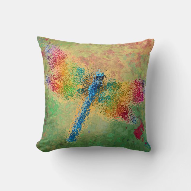 Crystallised Dragonfly (green) Cushion (Front)