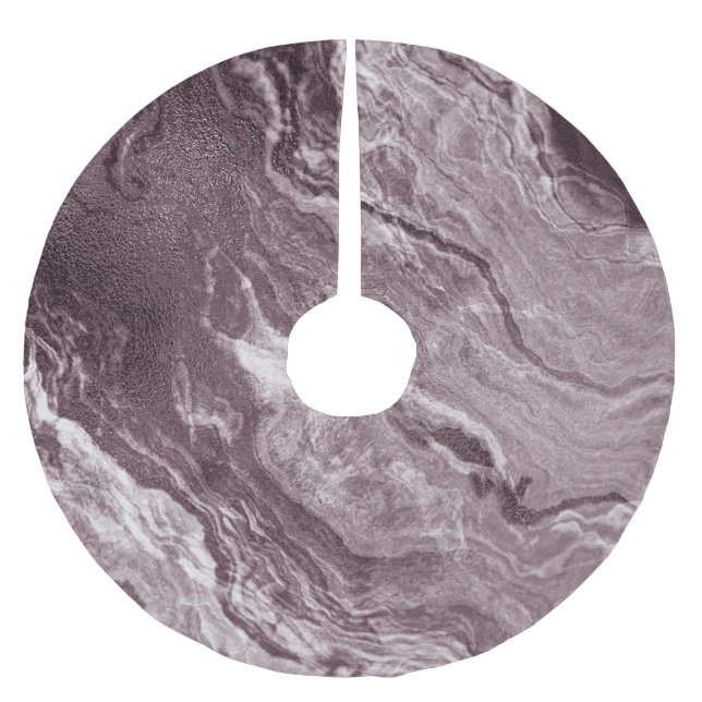 Crystallised Mauve Agate | Dusty Rose Pink Marble Brushed Polyester Tree Skirt (Front)