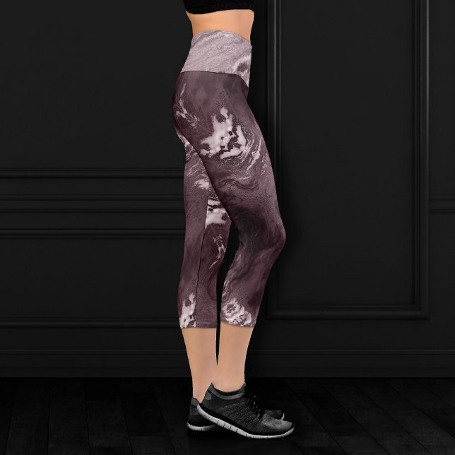 Crystallised Mauve Agate | Dusty Rose Pink Marble Capri Leggings (Creator Uploaded)