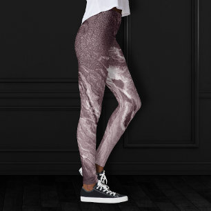 Crystallised Mauve Agate   Dusty Rose Pink Marble Leggings