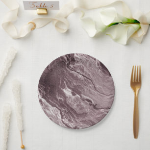 Crystallised Mauve Agate   Dusty Rose Pink Marble Paper Plate