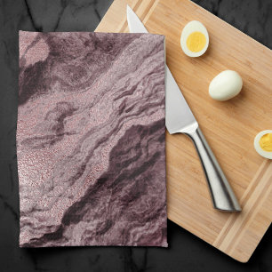Crystallised Mauve Agate   Dusty Rose Pink Marble Tea Towel