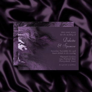 Crystallised Purple Agate Marbled Change of Date Invitation