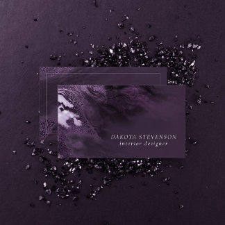 Crystallised Purple Agate | Moody Marbled Stone Business Card