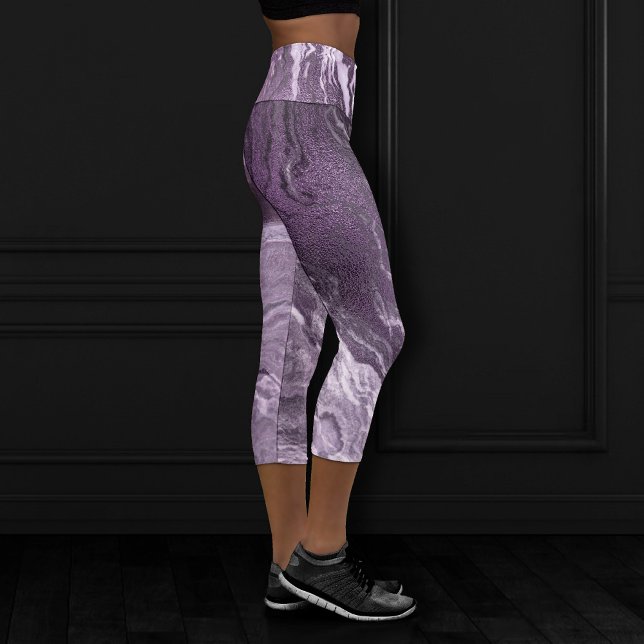 Crystallised Purple Agate | Moody Marbled Stone Capri Leggings (Creator Uploaded)