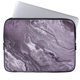 Crystallised Purple Agate   Moody Marbled Stone Laptop Sleeve