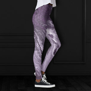Crystallised Purple Agate   Moody Marbled Stone Leggings
