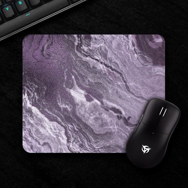 Crystallised Purple Agate | Moody Marbled Stone Mouse Mat (Creator Uploaded)