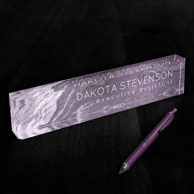 Crystallised Purple Agate | Moody Marbled Stone Nameplate (Creator Uploaded)