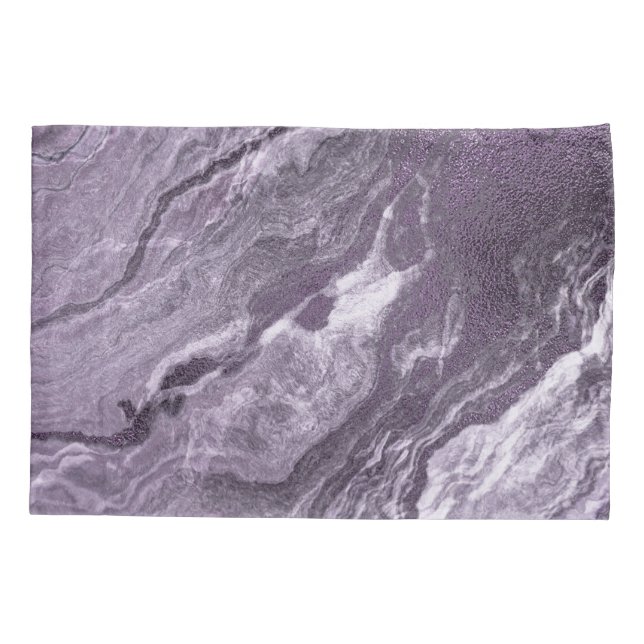 Crystallised Purple Agate | Moody Marbled Stone Pillowcase (Back)