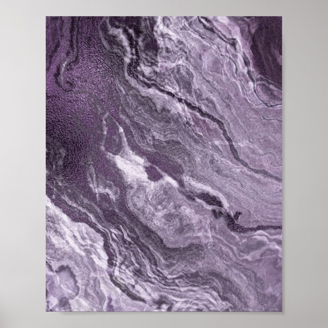 Crystallised Purple Agate | Moody Marbled Stone Poster (Front)