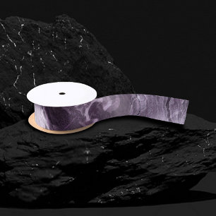 Crystallised Purple Agate Moody Marbled Stone Satin Ribbon