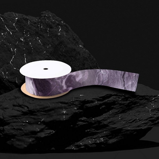 Crystallised Purple Agate | Moody Marbled Stone Satin Ribbon (Creator Uploaded)