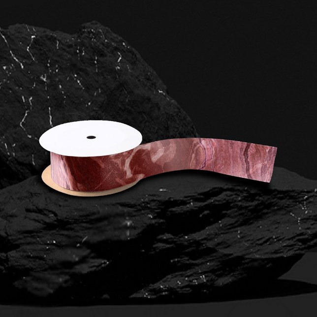 Crystallised Red Agate | Ruby Crimson Marbled Ston Satin Ribbon (Creator Uploaded)