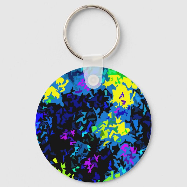 Crystallized Paint Splatter - Cool Colors Key Ring (Front)