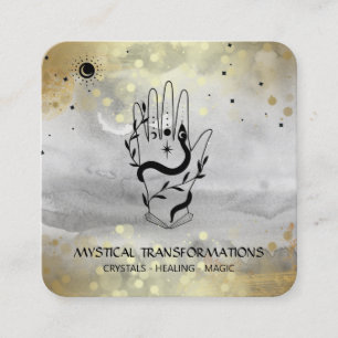 *~* Crystals Boho Hand Snake  Moon Magic Grey  Square Business Card