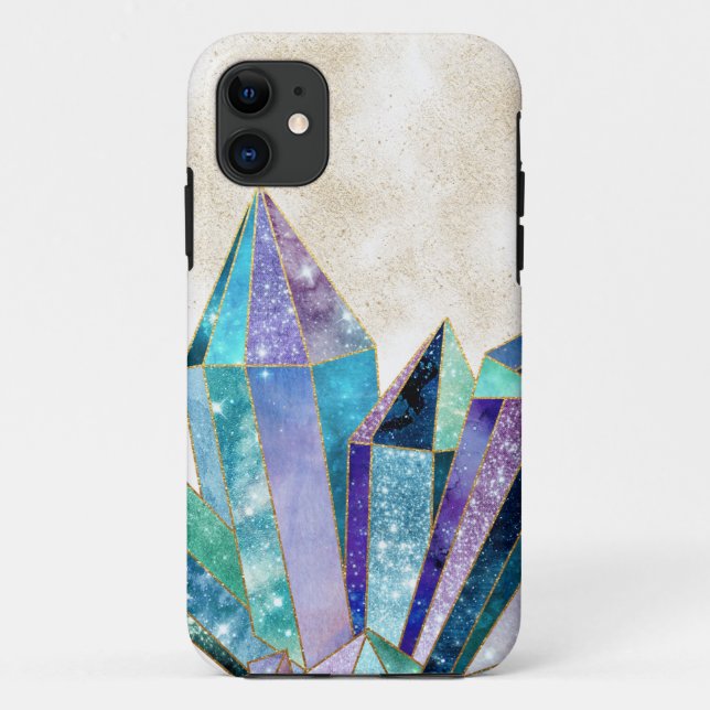 *~* Crystals Celestial Gold Star Dust Pastel Case-Mate iPhone Case (Back)