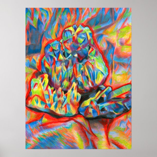 Crystals Coloured Pencil abstract Drawing art Poster (Front)