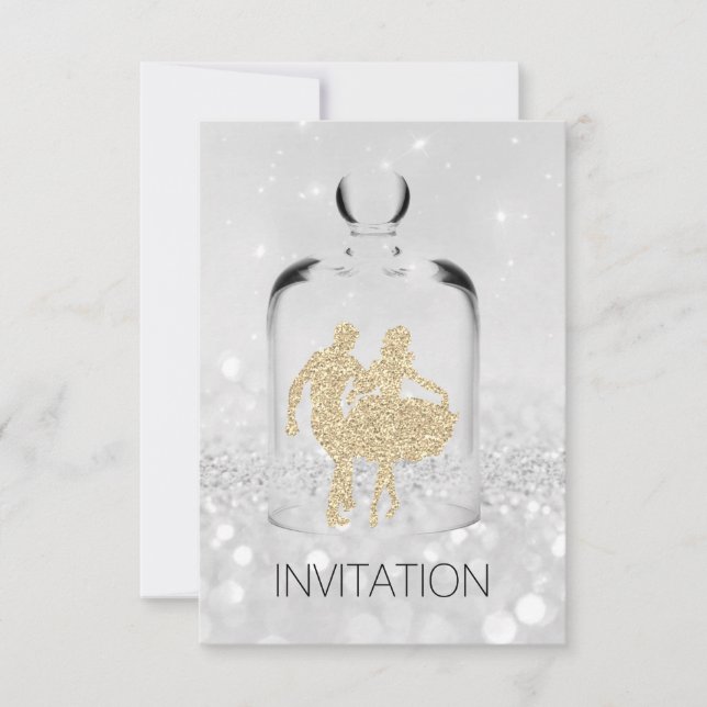 Crystals HoeDown Country Party Gray Gold Glitter Invitation (Front)