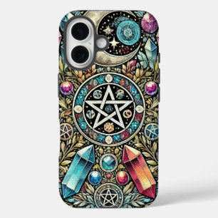 Crystals, Moon, Stars, and Witchcraft iPhone 16 Case
